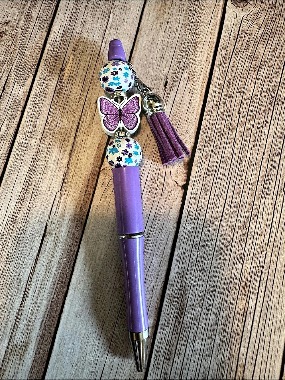 Purple Floral Butterfly Pen